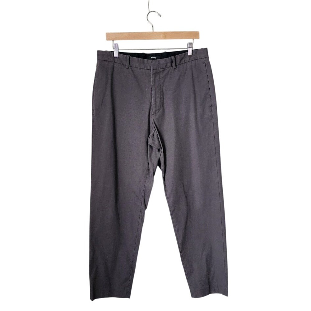 THEORY Logan Slim Dress Pants Gray Minimal Work Office Mens 34